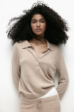 Cashmere-blend polo shirt