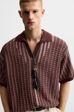 CONTRAST TEXTURED KNIT POLO SHIRT - Zara фото 6