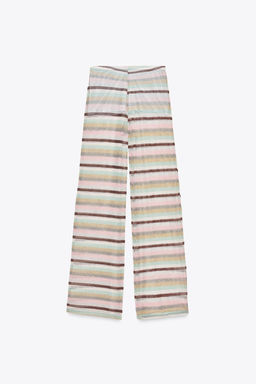 STRIPED METALLIC THREAD TROUSERS - Zara фото 7