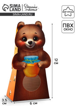 Цена за 5 шт. Коробка складная с окном Сладкоежка, 6 х 12 х 3.5 см