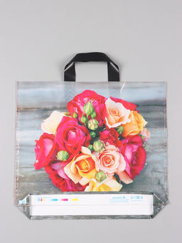 Цена за 50 шт. Пакет "Волшебный букет", полиэтиленовый с петлевой ручкой, 38 х 34 + 3 см, 70 мкм