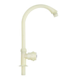 Кран на одну воду ZEIN Z2018, круглая ручка, пластик, высокий R-образный излив, цвет «рис»