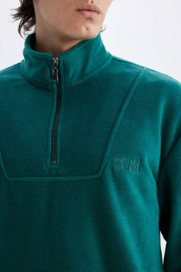 Флисовый свитшот с принтом и воротником-стойкой Comfort Regular Fit - Defacto фото 5