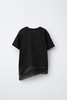 CAMISETA COMBINADA ENCAJE / Negro - Zara фото 2