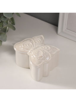 Шкатулка для украшений Бабочка фигурная, керамика, белый перламутр, 7.3?7.3?4.5 см