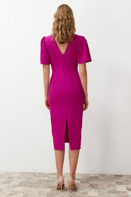 TRENDYOLMILLA Fusya A Kesim Kolda Pili Detayl? Midi Kalem Etek Dokuma Elbise TWOSS24EL00659  фото 6