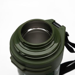 Термос Тропа. Камуфляж, 2 л, 13.5?36 см, с двумя кружками, с ремешком, сохраняет тепло 24 ч, нержавеющая сталь, зелёный