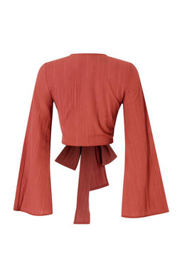 Trendyolmilla Beyaz Crop Dokuma Plaj Bluz TBESS24BZ00010  фото 11