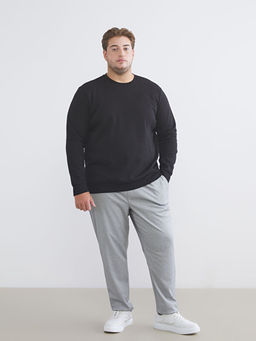 B?y?k Beden Bisiklet Yaka Erkek Sweatshirt