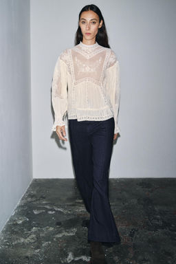 ZW COLLECTION ROMANTIC EMBROIDERED BLOUSE - Zara фото 3