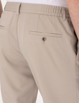 Bej Slim Fit Beli Lastikli Klasik Jogger Pantolon