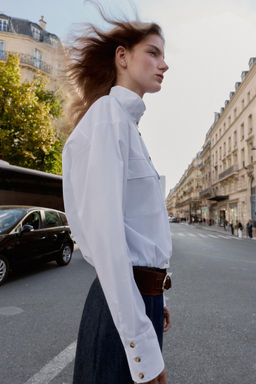 POPLIN SHIRT WITH PUFFBALL HEM - Zara фото 4