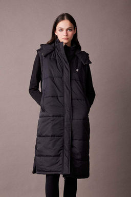 Длинный надувной спортивный жилет DeFactoFit с водоотталкивающим капюшоном и капюшоном