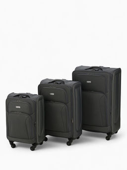 Чемодан на колёсах большой 97 л (L), на молнии, с увеличением, кодовый замок, 4 колеса, серый