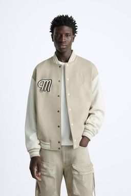 BOMBER JACKET WITH CONTRAST PATCHES