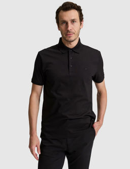 Siyah Slim Fit Pamuk Kar___ml_ D__meli Polo Yaka Basic T-shirt