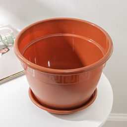 Горшок для цветов с поддоном «Антик», 3,6 л, d=22 см, пластиковый, цвет терракотовый