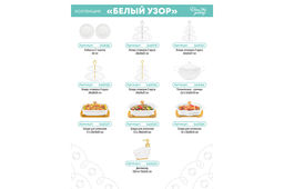 Блюдо-этажерка 3-х ярусная 28*28*37 см "Белый узор" с серебристым креплением, для фруктов и конфет