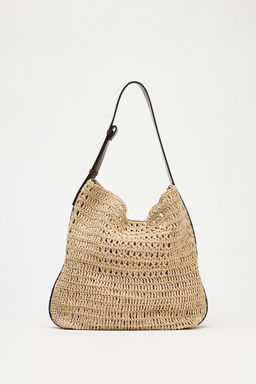 RAFFIA-EFFECT BUCKET BAG