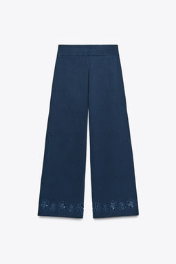 KNIT TROUSERS WITH CUTWORK EMBROIDERY - Zara фото 6