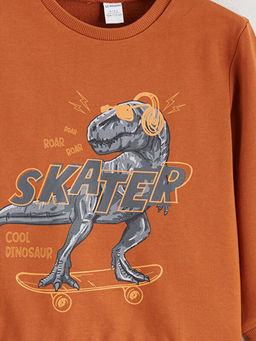 Dinozor Bask?l? Erkek ?ocuk Sweatshirt
