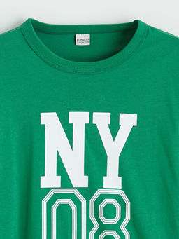 Bisiklet Yaka Erkek ?ocuk Bask?l? Ti??rt