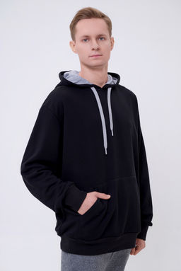 Худи мужское из футера 3-х нитки черный - Амадэль фото 4