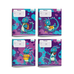 Комплект тетрадей Schoolformat 12 л. клетка SMART DINO мелованный картон, выборочный УФ-ла...