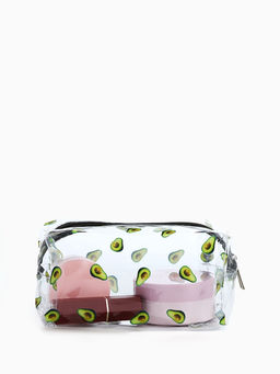 Косметичка на молнии объёмная для бассейна, с принтом, зелёная/прозрачная