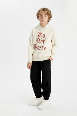 Erkek Cocuk Siyah Beli Pacas? Lastikli Cepli Basic Duz Jogger Esofman Alt?