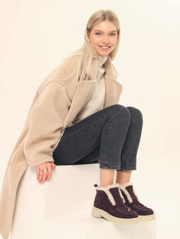 Ботинки 307.floridabe.Сливовая замша/шерсть