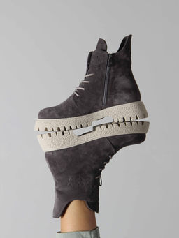 Ботинки 228.V.1541be. Серый замок замша/Байка