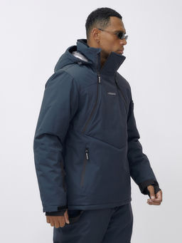 Горнолыжный костюм анорак мужской зимний темно-серого цвета 389TC - Leifensh фото 15