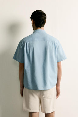 CAMISA CHAMBRAY BOLSILLOS / Azul claro - Zara фото 3