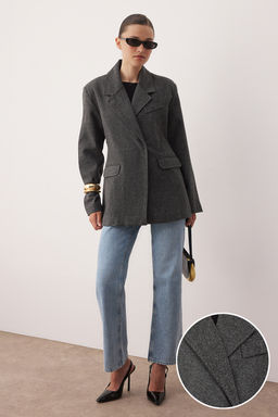 Koyu Gri Diagonel Mono Kapama Fitted K?sa Kase Kaban TWOAW26KB00036