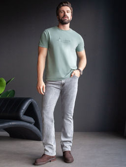 Футболка базовая полуприлегающая из премиального хлопка с принтом - Vilatte фото 5