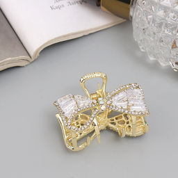 Цена за 6 шт. Крабик для волос «Дороти», бантик, 4 см, золото