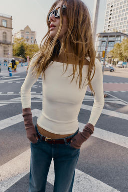 RIBBED LONG SLEEVE T-SHIRT - Zara фото 8