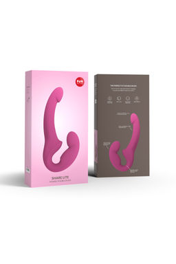 Анатомический безремневой страпон Fun Factory SHARE LITE, силикон, розовый  фото 10