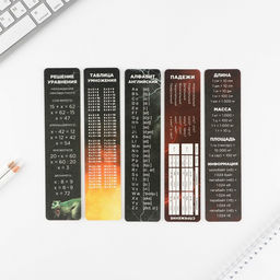 Цена за 3 шт. Закладки картонные, шпаргалки 5 шт «Динозавр»