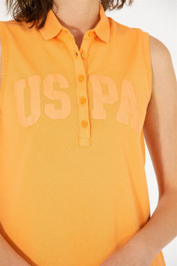 Женская оранжевая футболка с воротником-поло - U.s. polo assn фото 14