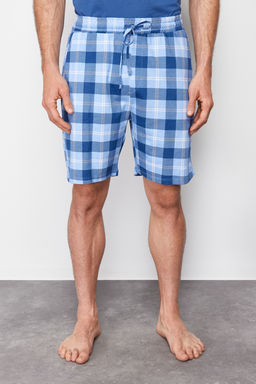 TRENDYOL MAN Indigo Ekose Regular Fit Orme Sortlu Pijama Tak?m? TMNSS24PT00026 - Trendyolmilla фото 4