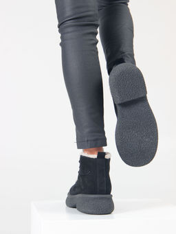 Ботинки 308.агатаbl. черный замша/Шерсть