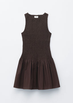 Minivestido en popelina de algod?n fruncido