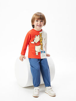 Bisiklet Yaka Uzun Kollu Winnie the Pooh Bask?l? Erkek Bebek Sweatshirt ve Pantolon 2li Tak?m - Waikiki фото 2