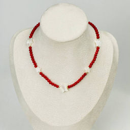 Бусы детские из Коралла и Перламутра 34 см +