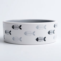 Миска керамическая Рыбные косточки 300 мл 12,5 x 4,5 cм, серо-белая - Пижон фото 3