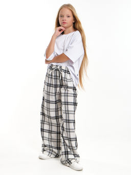 Брюки палаццо спортивные штаны для девочки одежда в клетку UD 5161 касар клетка - Mini maxi фото 6