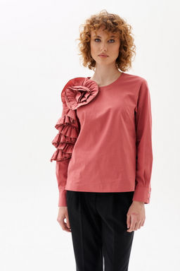Блузка с декоративным элементом оригами Joan (Цвет: Ягодный)