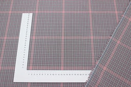 Вареный (стираный) хлопок Клетка (цв.пыльная роза/белый) на сером, ш.2.5м, хл-100%, 115гр/м.кв - Купава фото 3